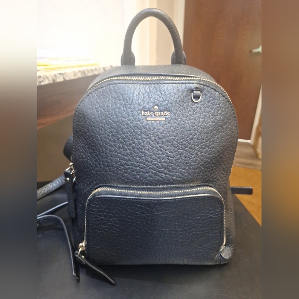 KATE SPADE NY Black Carter Street Caden Small Leather Backpack Purse Bag